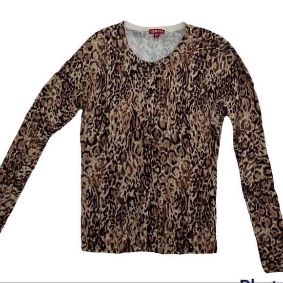 Medium Merona Leopard Cardigan Button Up - Picture 1 of 4